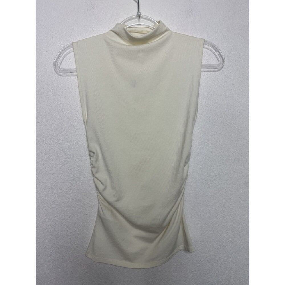 Madewell XS Ruched Mockneck Tank Top Vintage Ivory Slim Fit Sleeveless NWT - Picture 8 of 13
